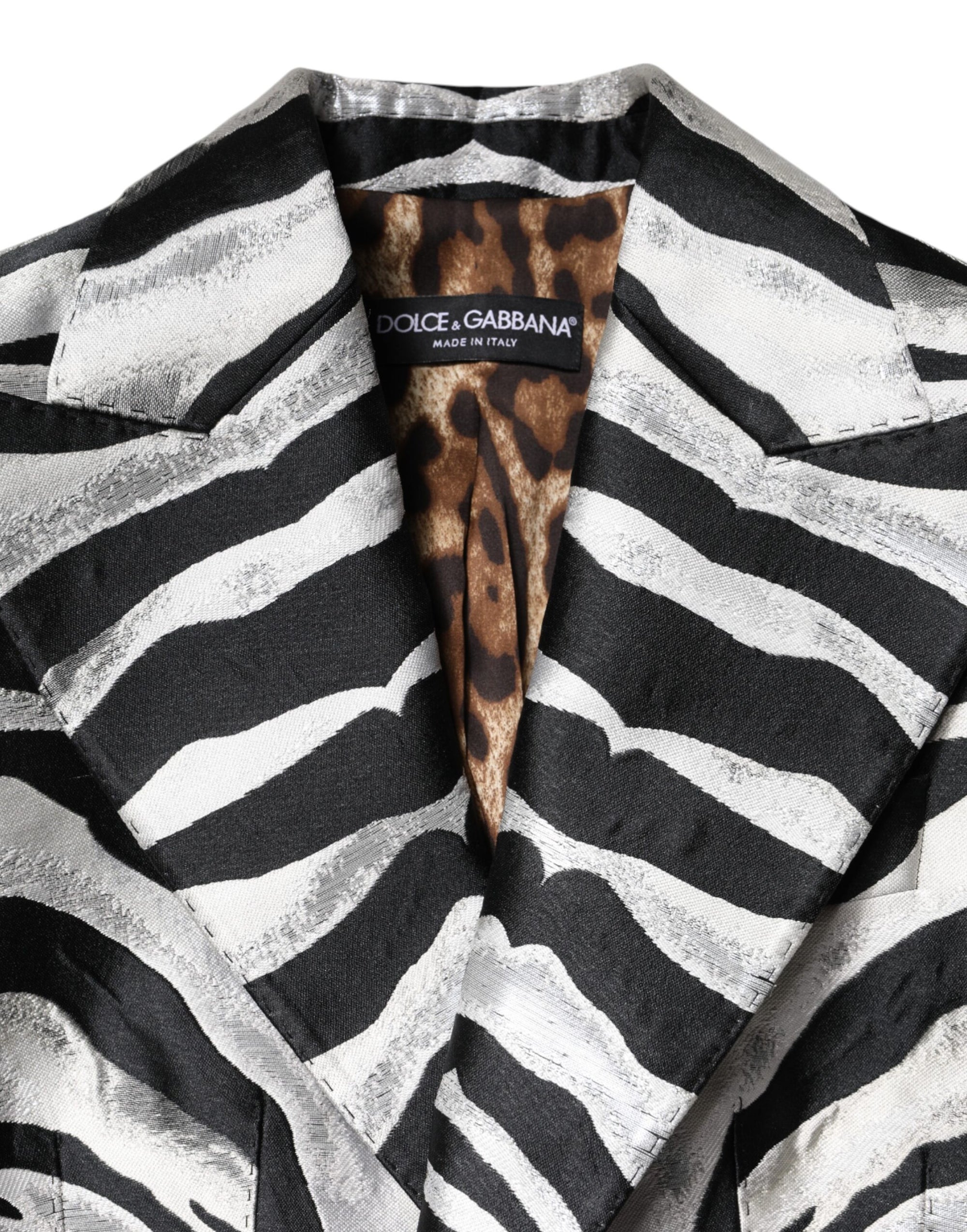 Dolce &amp; Gabbana Black White Polyester Women Blazer Jacket