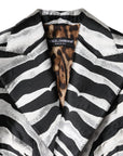 Dolce & Gabbana Black White Polyester Women Blazer Jacket