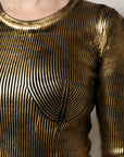 Dolce & Gabbana Gold Round Neck Long Sleeve Pullover Top