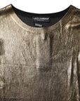 Dolce & Gabbana Gold Round Neck Long Sleeve Pullover Top