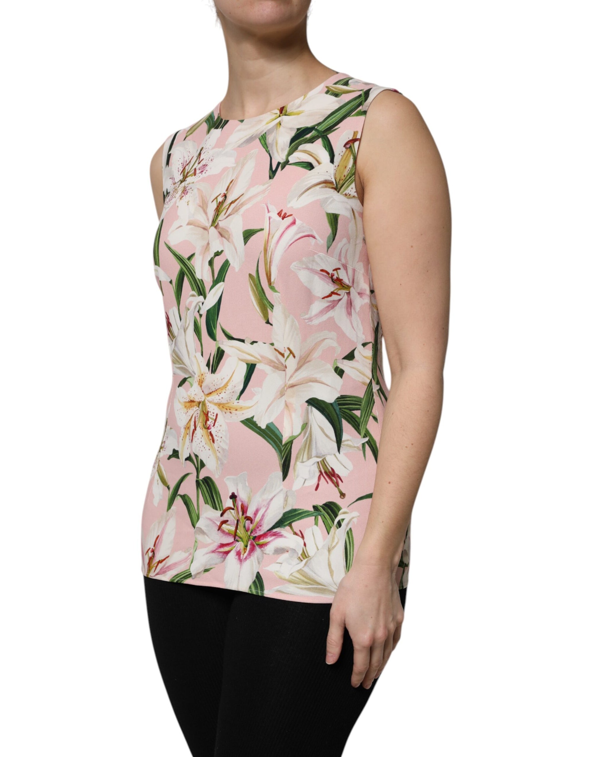 Dolce &amp; Gabbana Multicolor Floral Print Round Neck Tank Top