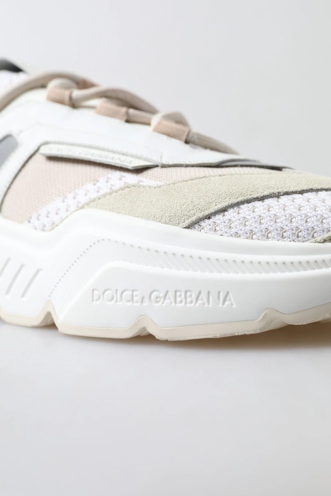 Dolce &amp; Gabbana Sneakers White Beige Leather Sport DAYMASTER Shoes