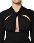 Dolce & Gabbana Black Long Sleeves Sheath Midi Dress