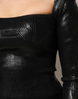 Dolce & Gabbana Black Viscose Long Sleeves Fitted Blouse Top