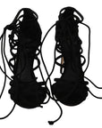 Dolce & Gabbana Black Suede Strap Stilettos Sandals