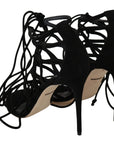 Dolce & Gabbana Black Suede Strap Stilettos Sandals