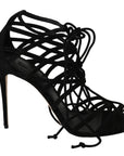 Dolce & Gabbana Black Suede Strap Stilettos Sandals