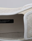 Dolce & Gabbana White Leather Lace Slip On Loafers Shoes