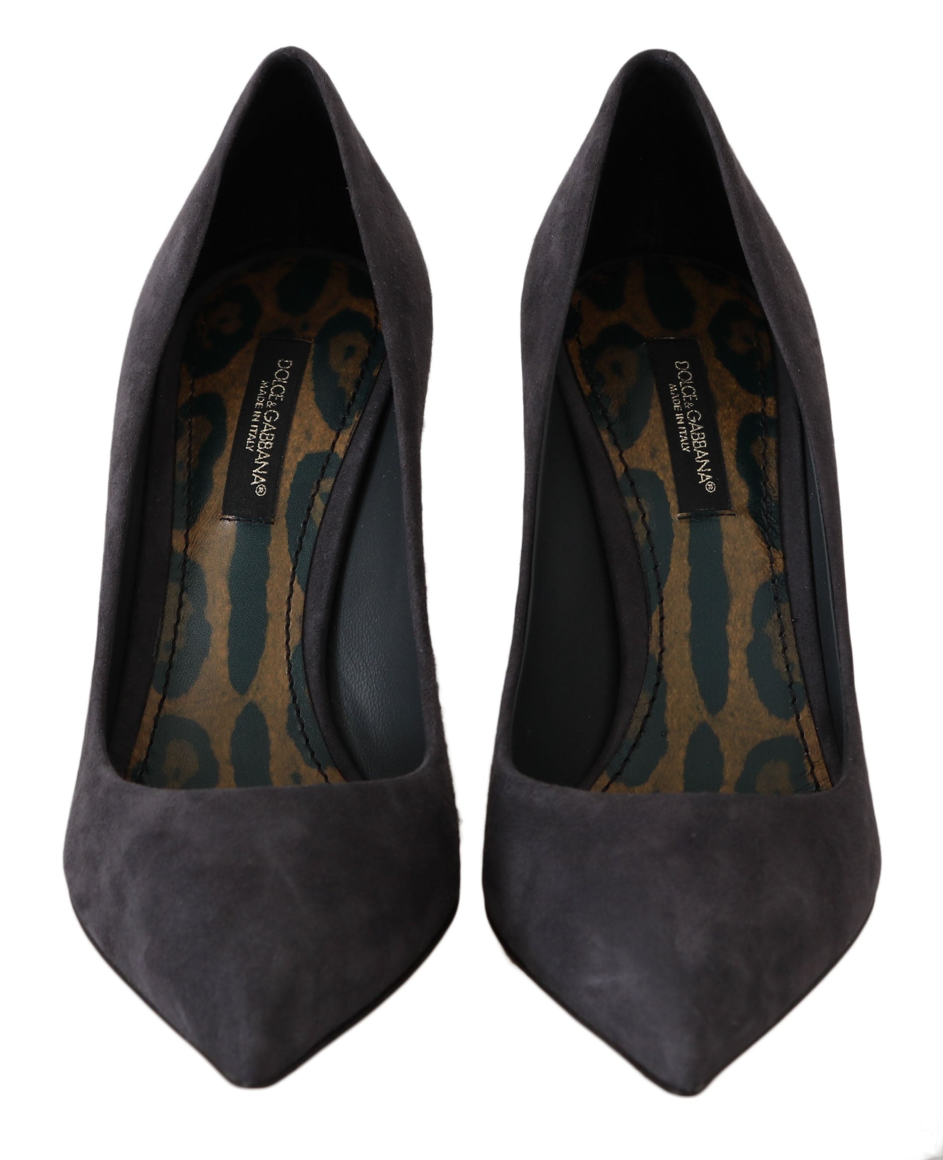 Dolce &amp; Gabbana Gray Suede Leather Stiletto  Shoes Heels