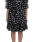 Dolce & Gabbana Black White Polka Dotted Ruffled Dress