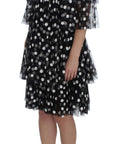 Dolce & Gabbana Black White Polka Dotted Ruffled Dress