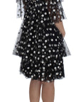 Dolce & Gabbana Black White Polka Dotted Ruffled Dress