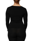 Dolce & Gabbana Black Square Neck Long Sleeves Pullover Top