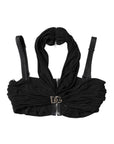 Dolce & Gabbana Black Cropped Viscose Halter Bustier Top
