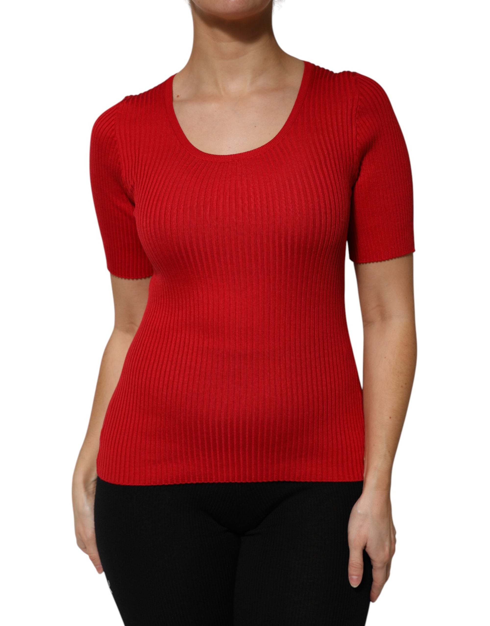 Dolce &amp; Gabbana Red Round Neck Short Sleeves Pullover Top
