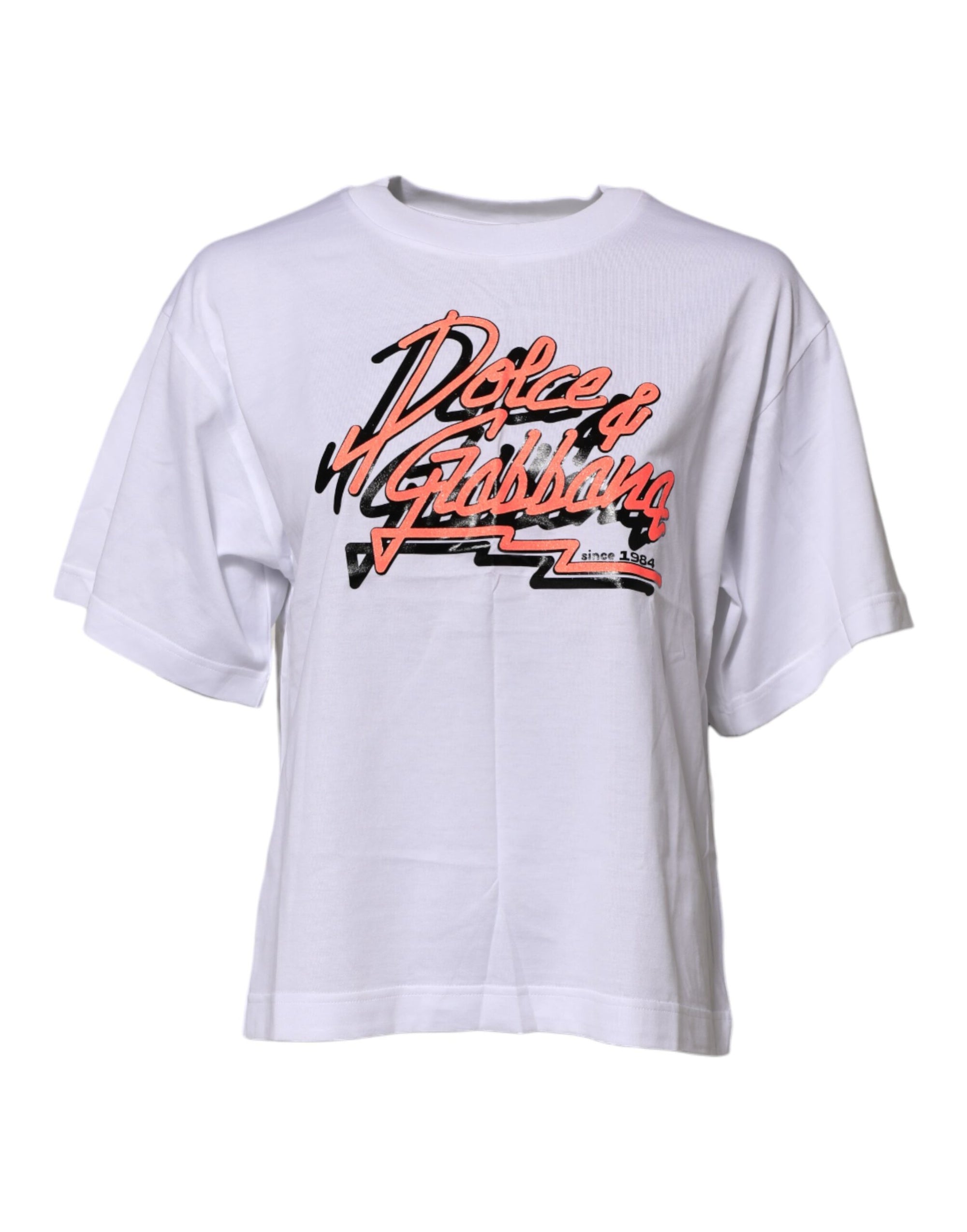 Dolce &amp; Gabbana White Cotton Graphic Print Crew Neck T-shirt