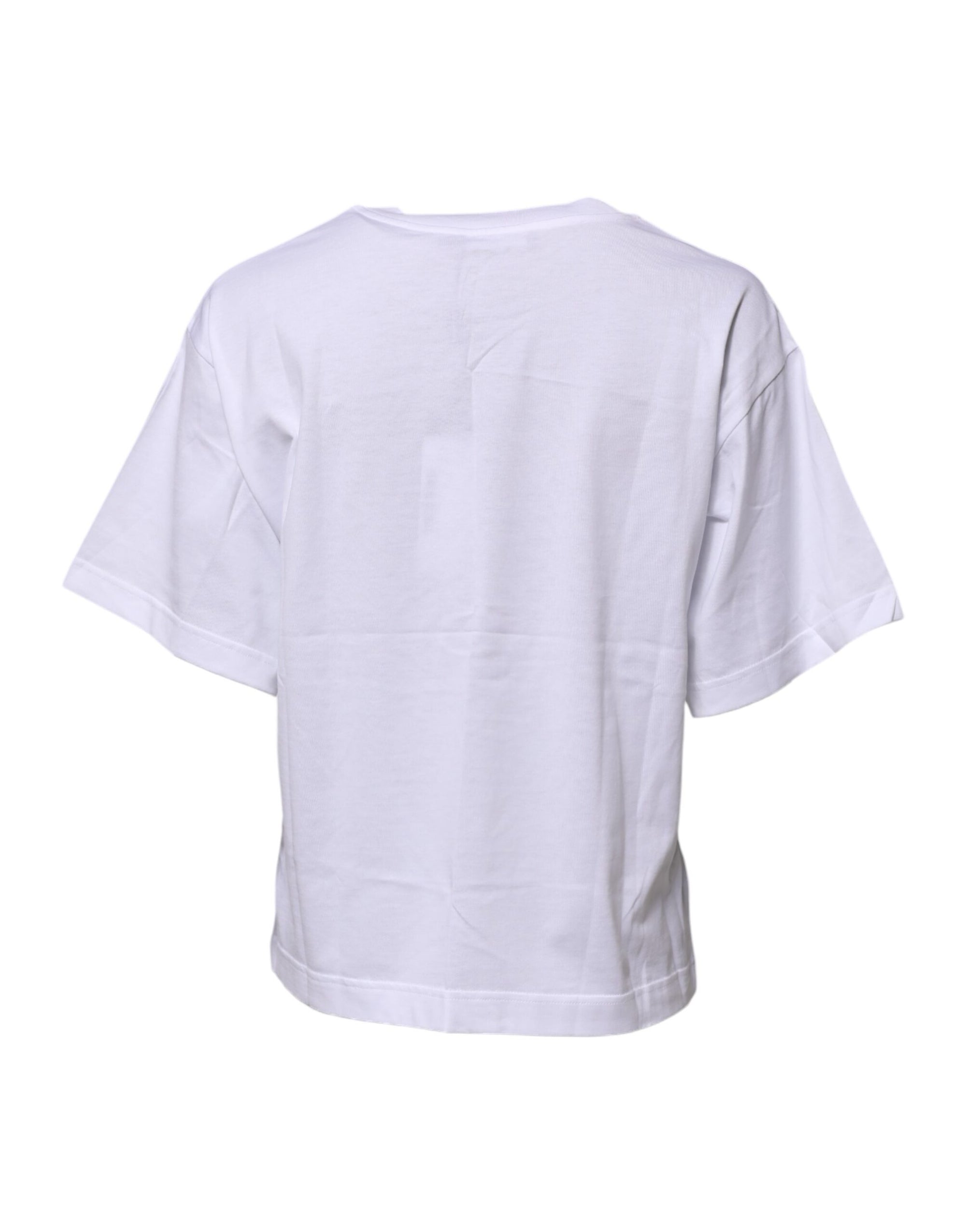 Dolce &amp; Gabbana White Cotton Graphic Print Crew Neck T-shirt