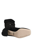 Dolce & Gabbana Black Suede Leather Knee High Boots Shoes