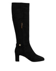 Dolce & Gabbana Black Suede Leather Knee High Boots Shoes