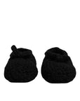 Dolce & Gabbana Black Wool Slip On Flats Ballerina Shoes