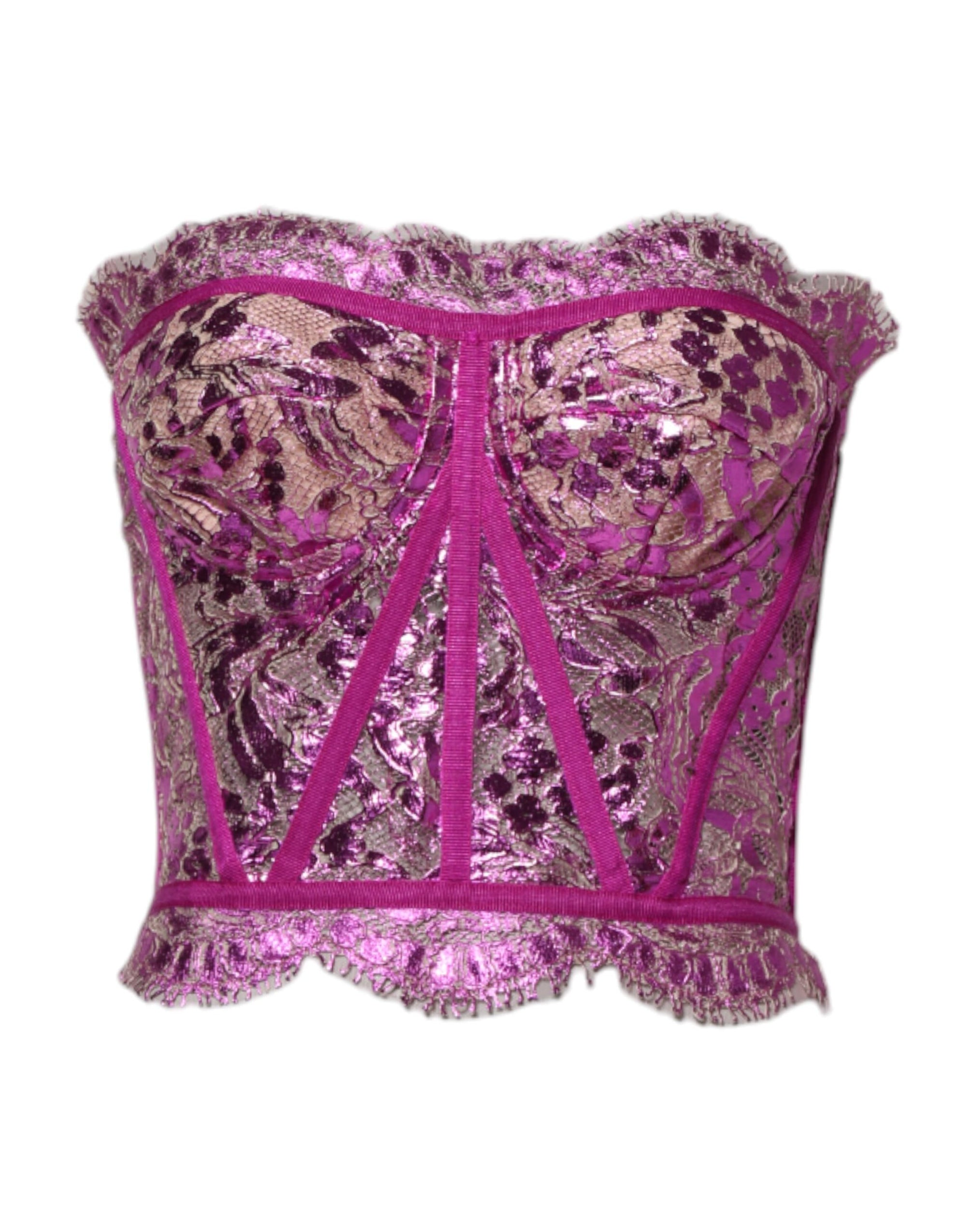 Dolce &amp; Gabbana Pink Bustier Sleeveless Corset Blouse Top