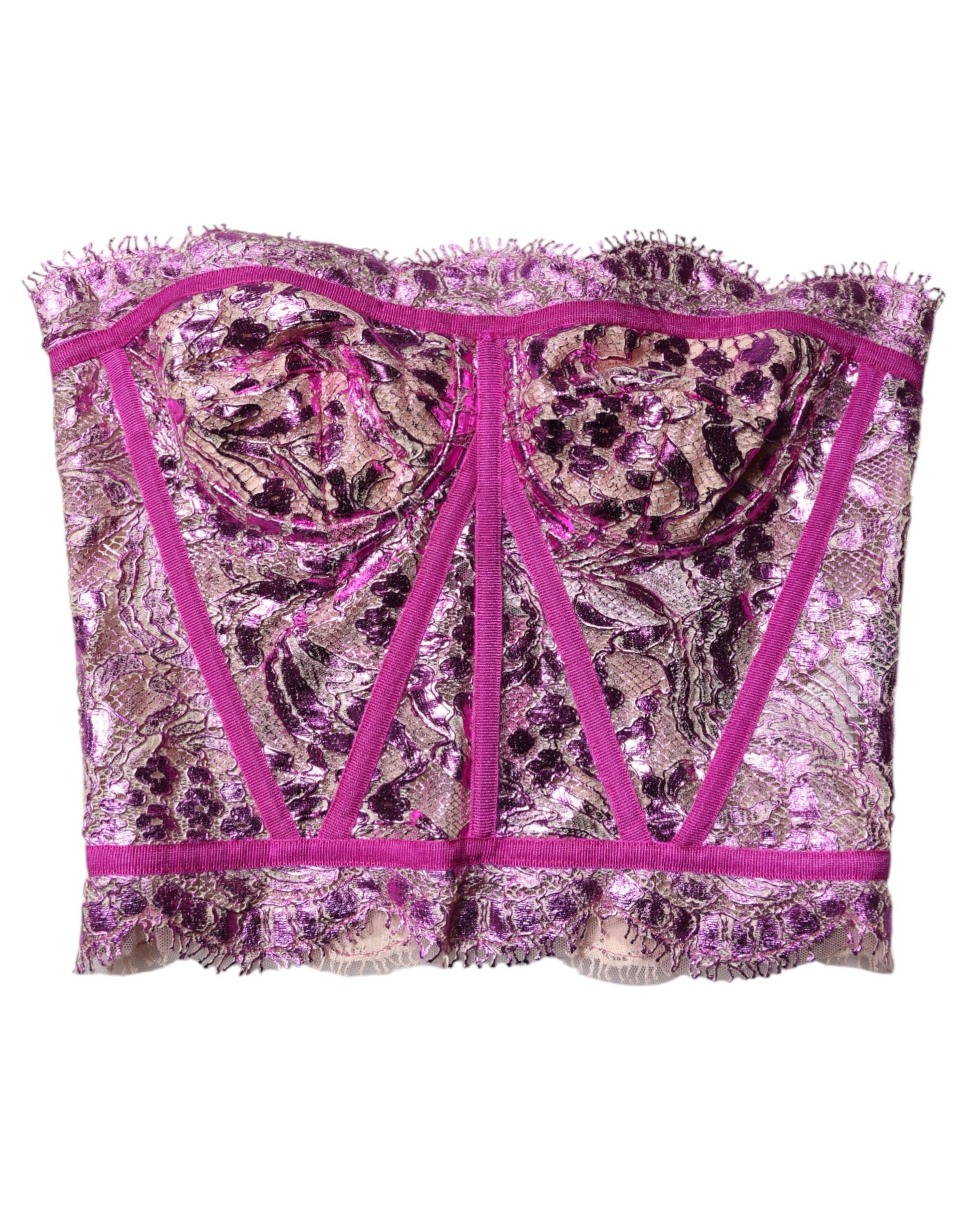 Dolce &amp; Gabbana Pink Bustier Sleeveless Corset Blouse Top
