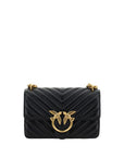 PINKO Black Calf Leather Bos Taurus Shoulder Bag