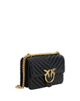 PINKO Black Calf Leather Bos Taurus Shoulder Bag