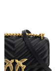 PINKO Black Calf Leather Bos Taurus Shoulder Bag