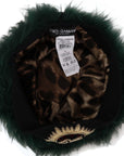 Dolce & Gabbana Green Fur DG Logo Embroidered Cloche Hat