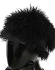 Dolce & Gabbana Black Tibet Lamb Fur Leather Gatsby Hat