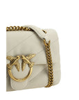 PINKO White Calf Leather Bos Taurus Shoulder Bag