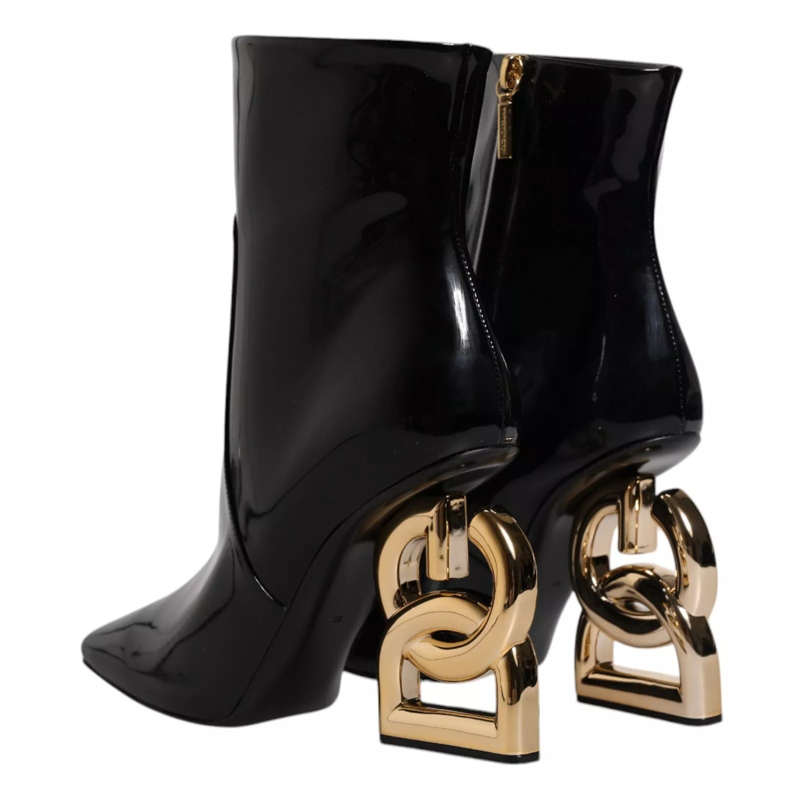 Dolce &amp; Gabbana Black Jackie Leather Mid Calf Boots Shoes