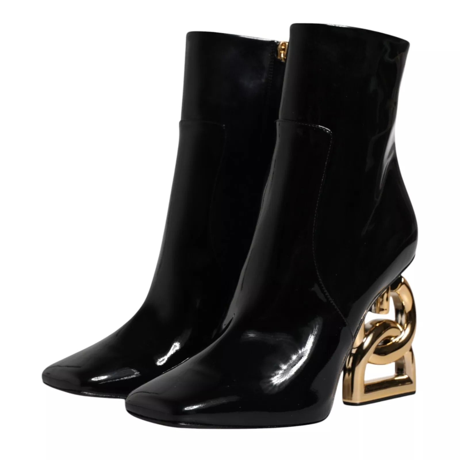 Dolce &amp; Gabbana Black Jackie Leather Mid Calf Boots Shoes