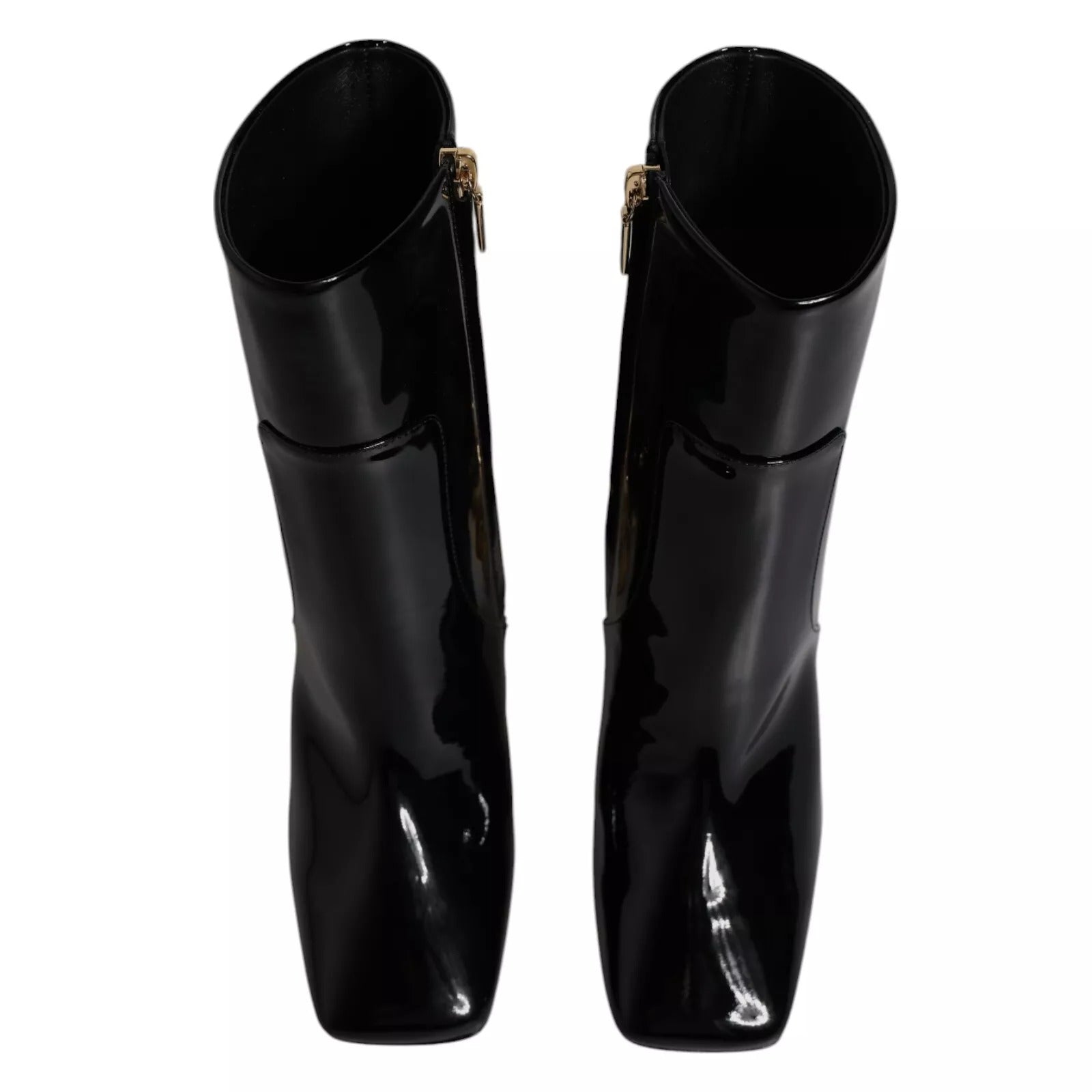 Dolce &amp; Gabbana Black Jackie Leather Mid Calf Boots Shoes