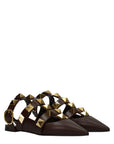 Valentino Garavani Brown Leather Flat Sandals