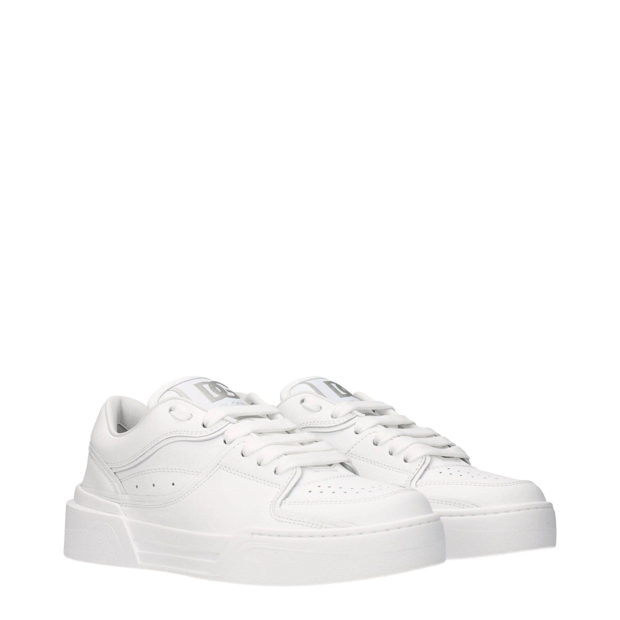 Dolce &amp; Gabbana White Leather Low Top Sneakers