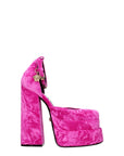 Versace Pink Velvet Platform Sandals
