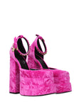 Versace Pink Velvet Platform Sandals