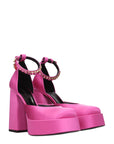 Versace Pink Satin Platform Pumps