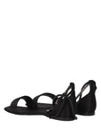 Max Mara Black Satin Flat Sandals