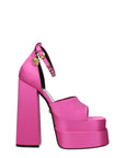Versace Pink Satin Platform Sandals