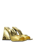 The Attico Gold Leather Platform Sandals