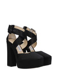 Jimmy Choo Black Satin Platform Sandals