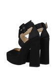 Jimmy Choo Black Satin Platform Sandals