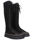 Max Mara Black Fabric Lace-Up Boots