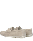 Prada Gray Leather Slip-On Loafers