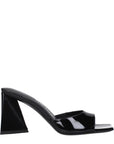 The Attico Black Leather Stiletto Heel Sandals