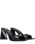 The Attico Black Leather Stiletto Heel Sandals