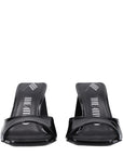 The Attico Black Leather Stiletto Heel Sandals